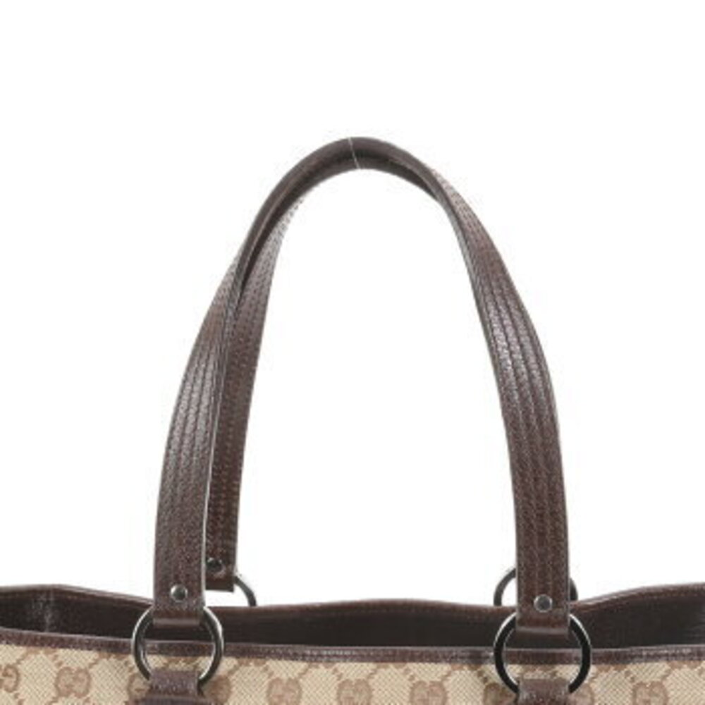 Gucci GG canvas leather tote bag shoulder brown MEM - Picture 2 of 9